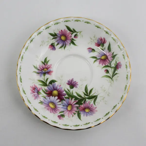 Vintage Royal Albert September Michaelmas Daisy Bone China Cup & Saucer Set