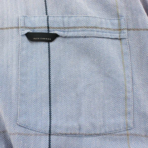 Alex Cannon Men's Long Sleeve Button-Up Shirt Blue Pinstripe L