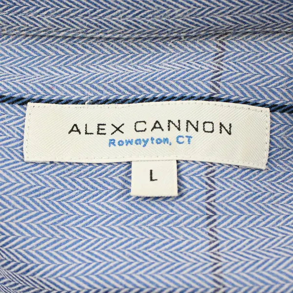 Alex Cannon Men's Long Sleeve Button-Up Shirt Blue Pinstripe L