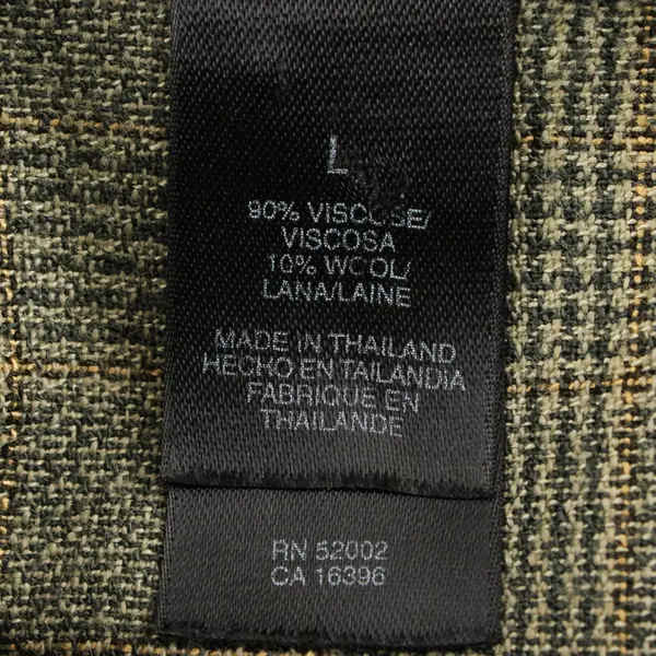 Claiborne Men's Sage Green Plaid Long Sleeve Button-Up Shirt L