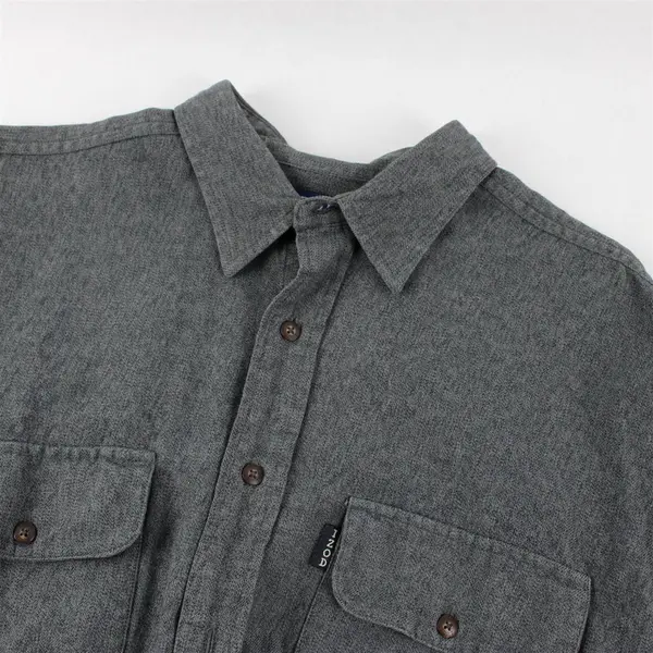 Izod Men's Dark Grey Long Sleeve Button-Down Shirt L Casual