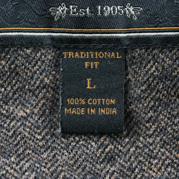 J.S. A. Bank Reserve Men's Cotton Collared Sweater Black/Brown L