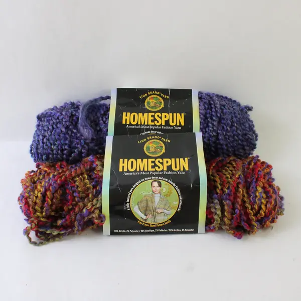 Lot of 2 Skeins of Lion Brand Homespun Mixed Colors Yarn Art #790