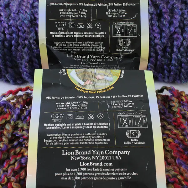 Lot of 2 Skeins of Lion Brand Homespun Mixed Colors Yarn Art #790