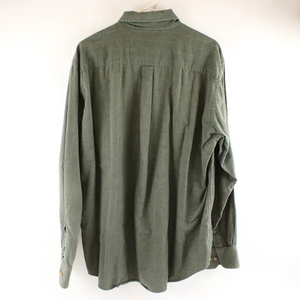 Grant Thomas Men's Sage Herringbone Long Sleeve Button-Up L