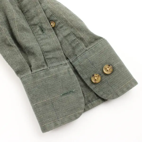 Grant Thomas Men's Sage Herringbone Long Sleeve Button-Up L