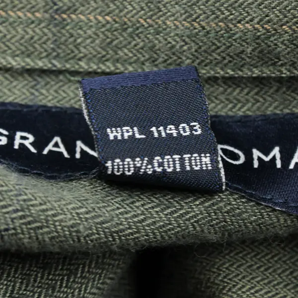 Grant Thomas Men's Sage Herringbone Long Sleeve Button-Up L