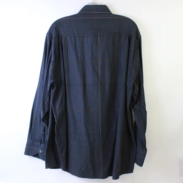 Alex Cannon Men's Dark Herringbone Long Sleeve Button-Up Shirt L