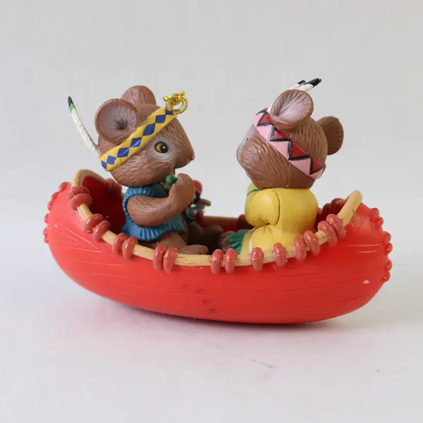 1995 Enesco How Do I Love Thee Native American Mouse Couple Christmas Ornament