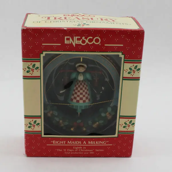 VTG 1991 Enesco Eight Maids A Milking Christmas Ornament