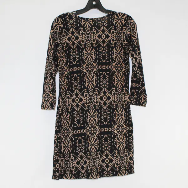 French Atmosphere Brown/Black Quarter Length Sleeve Shirt Dress Women's Size S/M