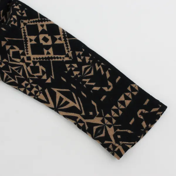 French Atmosphere Brown/Black Quarter Length Sleeve Shirt Dress Women's Size S/M