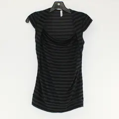 Kirra Black Horizontal Striped Sleeveless Shirt Top Rayon/Polyester Women's Sz S