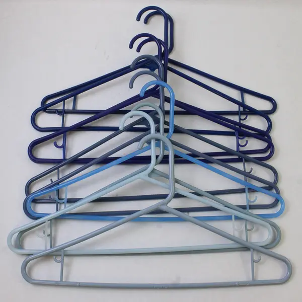 Mixed Lot of 10 Varied Blue Plastic Clothes Hangers