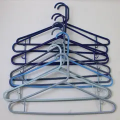 Mixed Lot of 10 Varied Blue Plastic Clothes Hangers