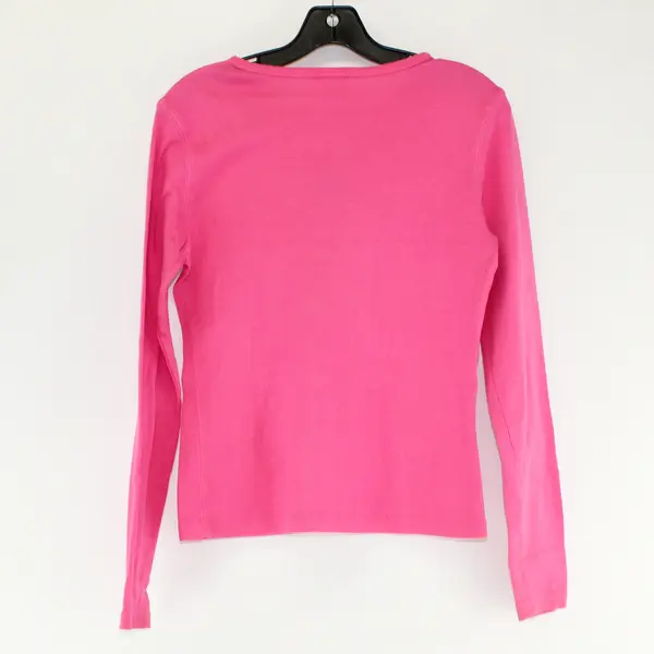 Crazy Shirts Solid Pink Color Hawaii Embroidered Long Sleeve Shirt Top Women's L