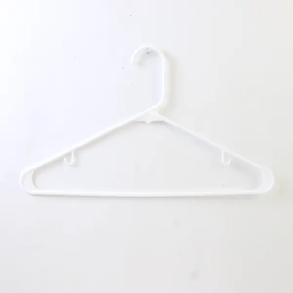Lot of 10 Opaque White Plastic Clothes Hangers with Strap Hooks Closet Storage