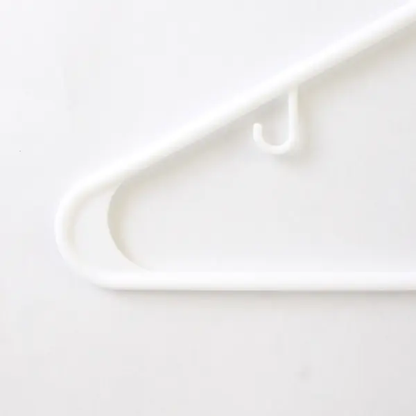 Lot of 10 Opaque White Plastic Clothes Hangers with Strap Hooks Closet Storage