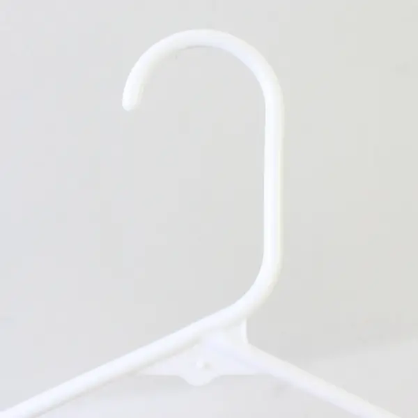 Lot of 10 Opaque White Plastic Clothes Hangers with Strap Hooks Closet Storage