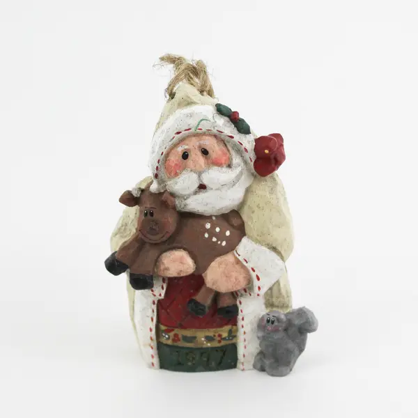 1997 Midwest Cannon Falls Eddie Walker Santa W/ Reindeer Fawn Ornament