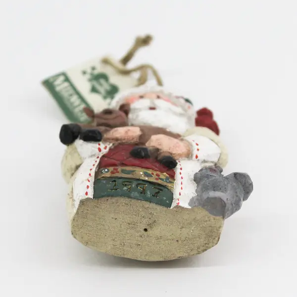 1997 Midwest Cannon Falls Eddie Walker Santa W/ Reindeer Fawn Ornament