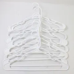 Lot of 10 Opaque White Plastic Clothes Hangers with Pant Bar Closet Storage