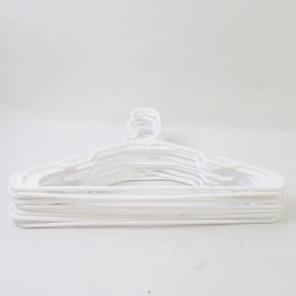 Lot of 10 Opaque White Plastic Clothes Hangers with Pant Bar Closet Storage
