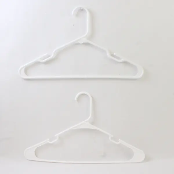 Lot of 10 Opaque White Plastic Clothes Hangers with Pant Bar Closet Storage