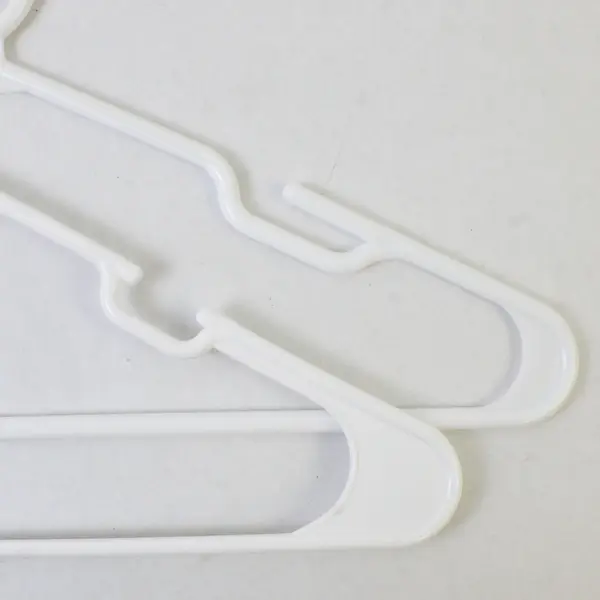 Lot of 10 Opaque White Plastic Clothes Hangers with Pant Bar Closet Storage