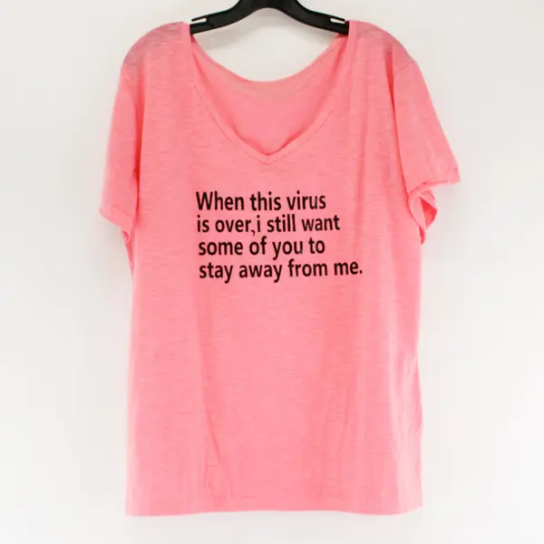 Unbranded Neon Pink "...Stay Away From Me" Short Sleeve Shirt Top Women's L/XL