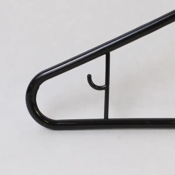 Lot of 10 Opaque Black Plastic Clothes Hangers with Strap Hooks Closet Storage