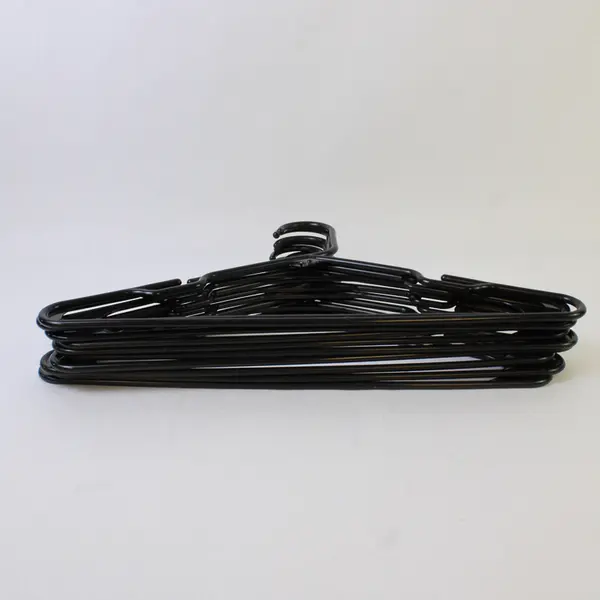 Lot of 10 Opaque Black Plastic Clothes Hangers with Pant Bar Closet Storage