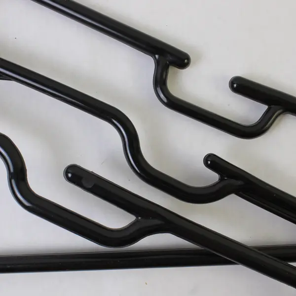 Lot of 10 Opaque Black Plastic Clothes Hangers with Pant Bar Closet Storage