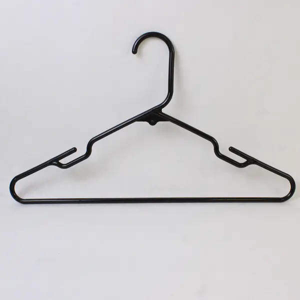 Lot of 10 Opaque Black Plastic Clothes Hangers with Pant Bar Closet Storage
