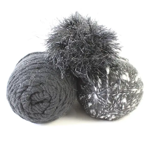 Lot of 2 Skeins of Black Yarn & 1 of Black Festive Fur, New 