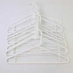 Lot of 10 White Plastic Clothes Hangers with Strap Hooks Closet Storage