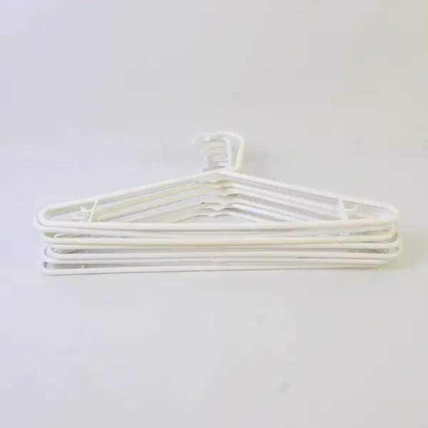 Lot of 10 White Plastic Clothes Hangers with Strap Hooks Closet Storage