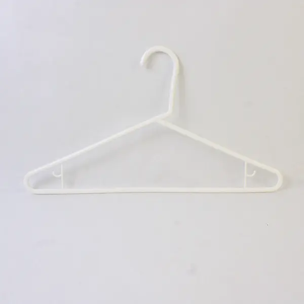 Lot of 10 White Plastic Clothes Hangers with Strap Hooks Closet Storage