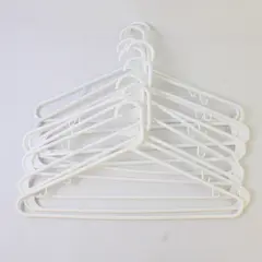 Lot of 10 White Plastic Clothes Hangers with Strap Hooks Closet Organization