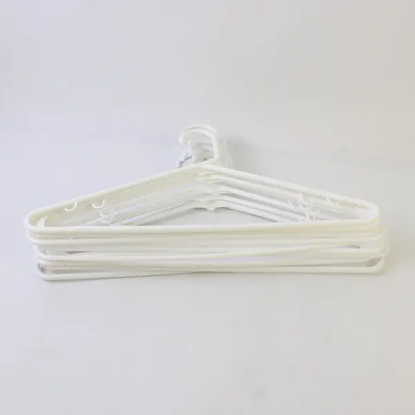 Lot of 10 White Plastic Clothes Hangers with Strap Hooks Closet Organization