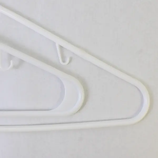 Lot of 10 White Plastic Clothes Hangers with Strap Hooks Closet Organization