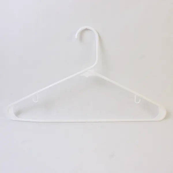 Lot of 10 White Plastic Clothes Hangers with Strap Hooks Closet Organization