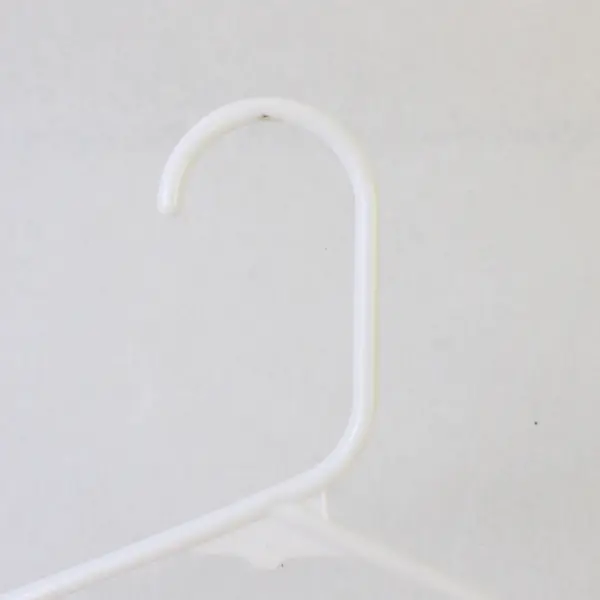 Lot of 10 White Plastic Clothes Hangers with Strap Hooks Closet Organization