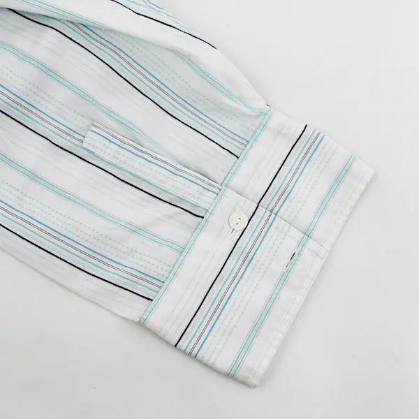 George White/Blue Striped Quarter Length Sleeve Button Up Women's Size 18W/20W