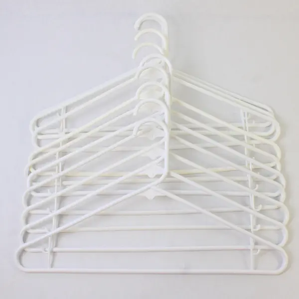 Lot of 10 White Clothes Hangers with Strap Hooks Closet Organization