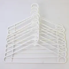Lot of 10 White Clothes Hangers with Strap Hooks Closet Organization