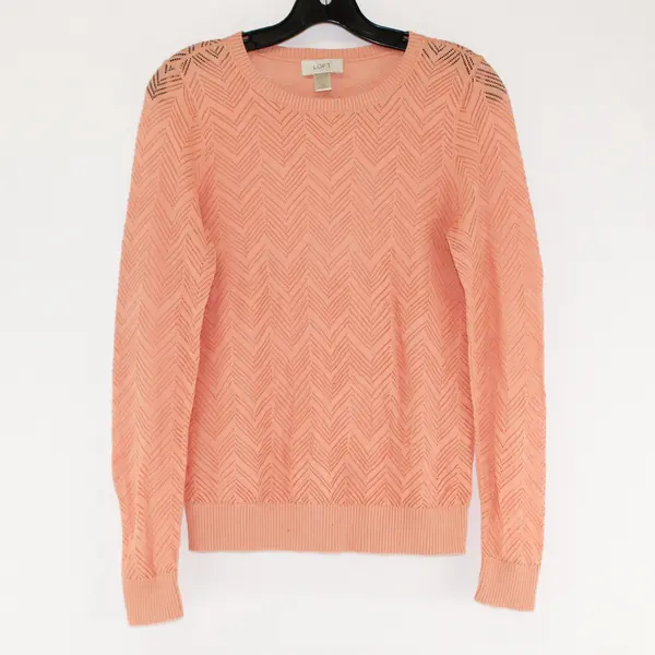 Loft Ann Taylor Pink Sheer Chevron Long Sleeve Sweater Top Women's Size XS