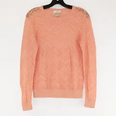 Loft Ann Taylor Pink Sheer Chevron Long Sleeve Sweater Top Women's Size XS