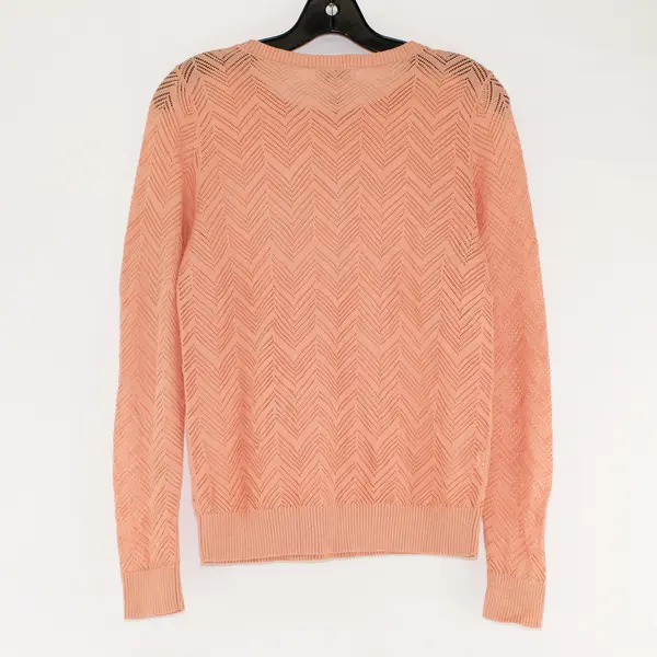 Loft Ann Taylor Pink Sheer Chevron Long Sleeve Sweater Top Women's Size XS