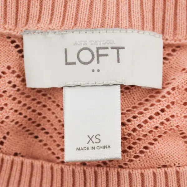 Loft Ann Taylor Pink Sheer Chevron Long Sleeve Sweater Top Women's Size XS